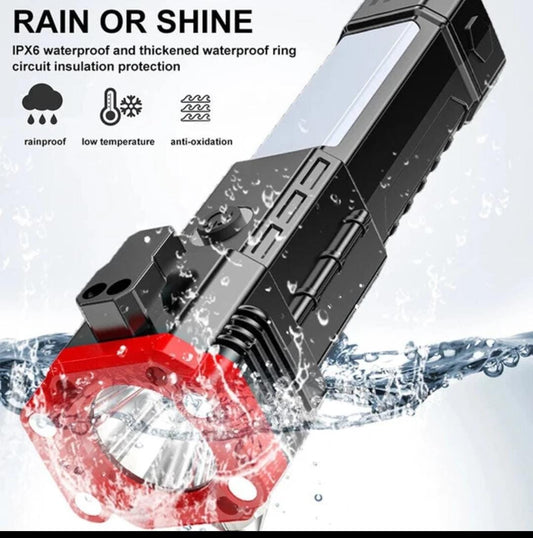 Versatile High Power Led Flashlight Focus Light Power Bank and Window Hammer
