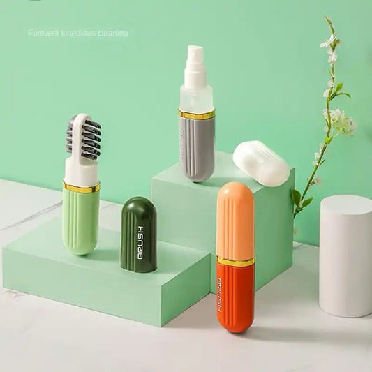 3in1 Shoe Brush with Dispensing Bottles Soft Bristled Wash Shoe Cleaning Tools