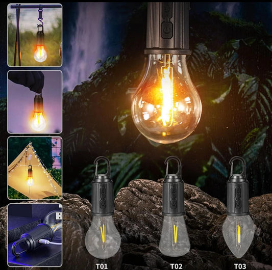 Rechargeable LED Lamp Bulb, Emergency Camping Lights with Clip Hook,