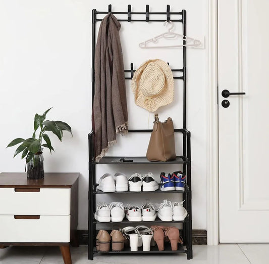 Multi-Function 4 Tiers Shoes Rack With Hanger