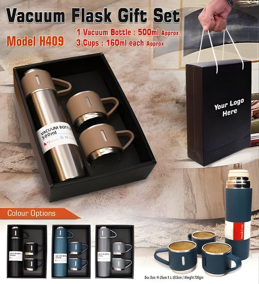 3 in 1 Vacuum Insulated Thermal Flask Set With Cup Set