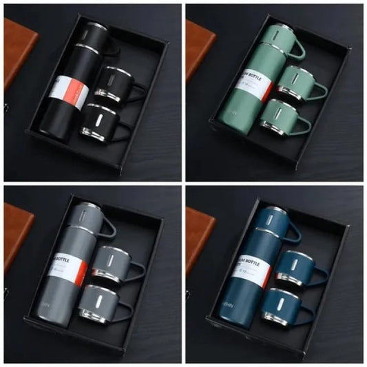 3 in 1 Vacuum Insulated Thermal Flask Set With Cup Set