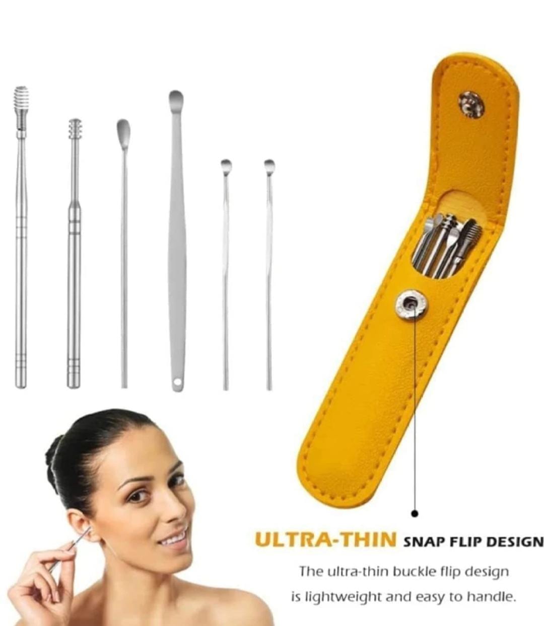 Pack Of 6 Earpick Cleaning Kit Steel Cleaner Spoon